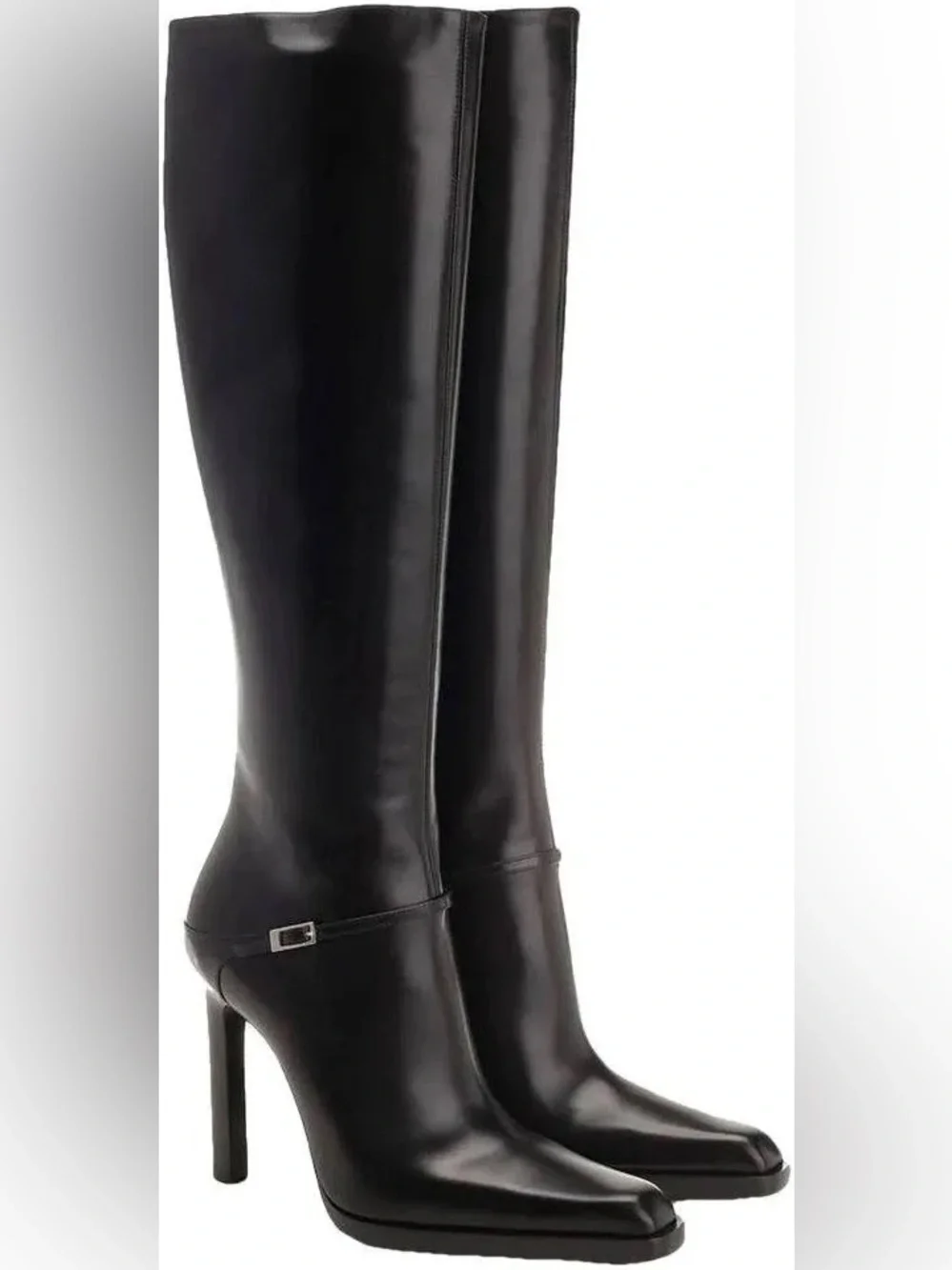 Yves Saint Laurent Black Patent Leather Over-the-Knee Stiletto Boots